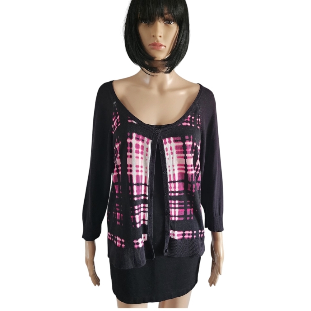 Worthington black&pink buttoned lightweight cardigan, size XL
